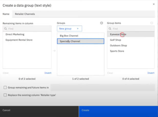 Le Data Module dans IBM Cognos Analytics - IA et interface Web
