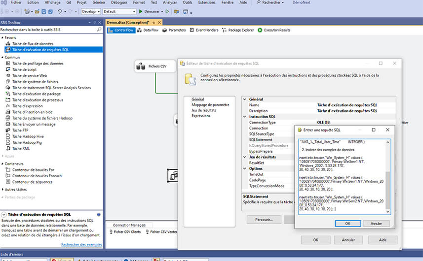 Découverte des fonctionnalités de Microsoft SSIS